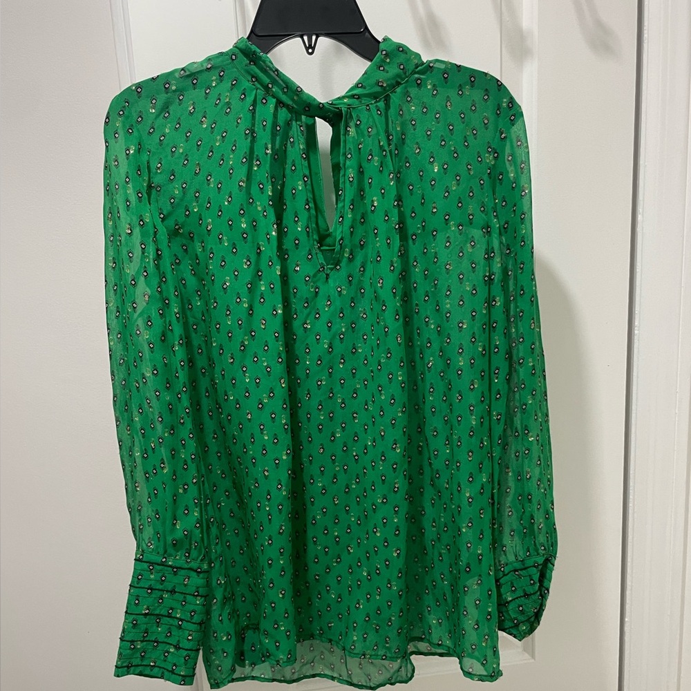 ba&sh Green Patterned Blouse Long Sleeve